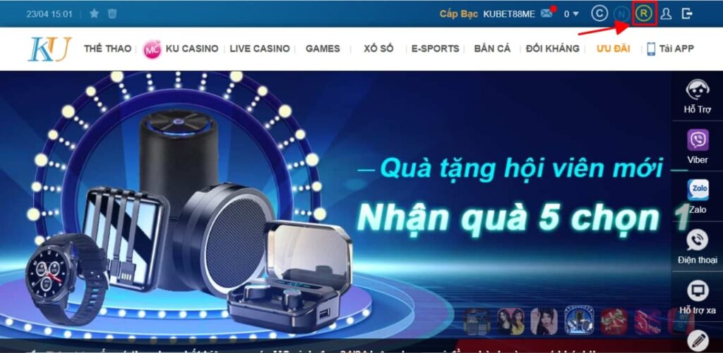 Truy cập tính năng rút tiền