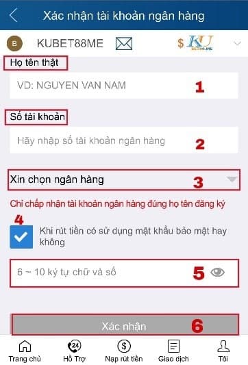 Thông tin thẻ ngân hàng