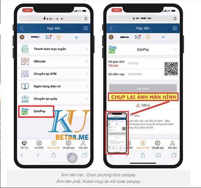Cách nạp tiền Kubet qua ZaloPay