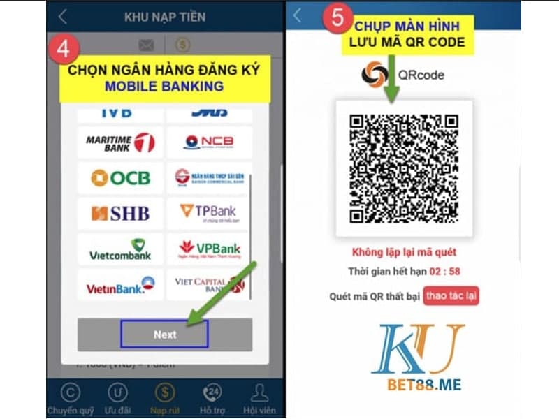 Hướng dẫn nạp tiền Kubet bằng mã QR Code