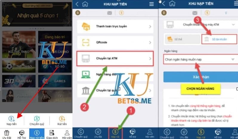 Hướng dẫn nạp tiền Kubet tại quầy ATM