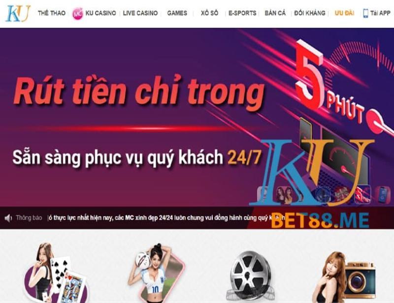 Rút tiền nhanh chóng trong vòng 5 phút với Kubet