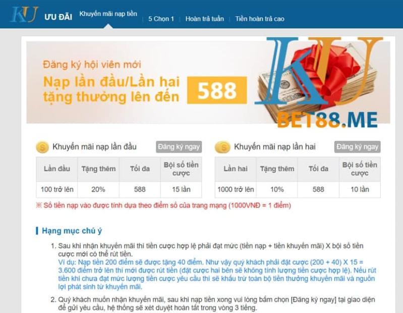 Hàng ngàn chương trình khuyến mãi hấp hấp với người chơi tại Kubet